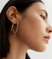 New Look Silver Diamante Hoop Earrings